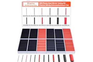 500PCS Heat Shrink Tubing Kit, Preciva 2: 1 Shrink Ratio Electrical Wire Cable Wrap Assortment Electric Insulation Tube Kit (