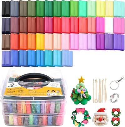 Artecho Polymer Clay Set 50 Colors with Tools Bake Oven DIY Crafts Gift