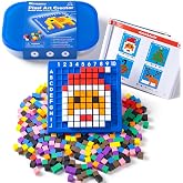 Odoorgames Pixel Art Challenge Kit - 400 Pcs Pixel Cubes in 10 Colors | STEM Toy for Fine Motor Skills &amp; Kindergarten Learning