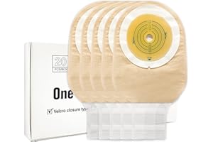 Ceeport 20 PCS Colostomy Bags, Ostomy Supplies, One Piece Drainable Ostomy Drain Pouch for Ileostomy Stoma Care, Odor Resistant, Cut-to-Fit, Max 2 1/2"