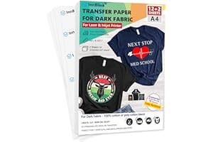INNBLINK Iron on Heat Transfer Paper for Dark Fabric - 12 Sheets, 8.5"x11" Transfer Paper for T Shirt, Printable Heat Press Transfer Paper for Inkjet and Laserjet Printer, Heat Transfer Vinyl for T-Shirt
