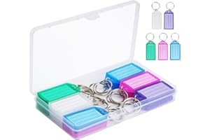 Cuttte 20 Pack Plastic Key Tags with Container, Key Labels with Ring and Label Window, 5 Colors