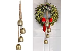SIX FOXES Cow Bell,Bells Ornament 2024,Christmas Bells for Decoration,Decorative Bells,Metal Tibetan Inspired Meditation Decorative Cow Bell with Jute Hanging Rope
