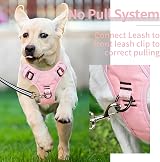 HEELE Dog Harness No Pull Reflective with Padded Handle M Pink 2 Rings view 6