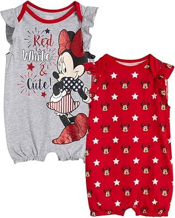 Amazon.com: Disney Baby Girls Romper 2 Pack: Minnie Mouse Ruffle Sleeve ...