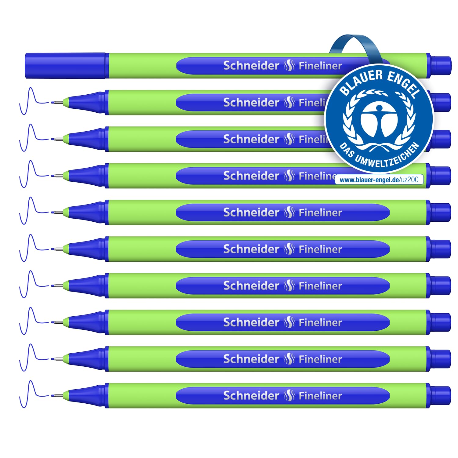 Schneider Line-Up Fineliner 0.4 mm Line Width Made of Bio-Based Plastic Awarded with The Blue Angel Pack of 10 Lapis Blue