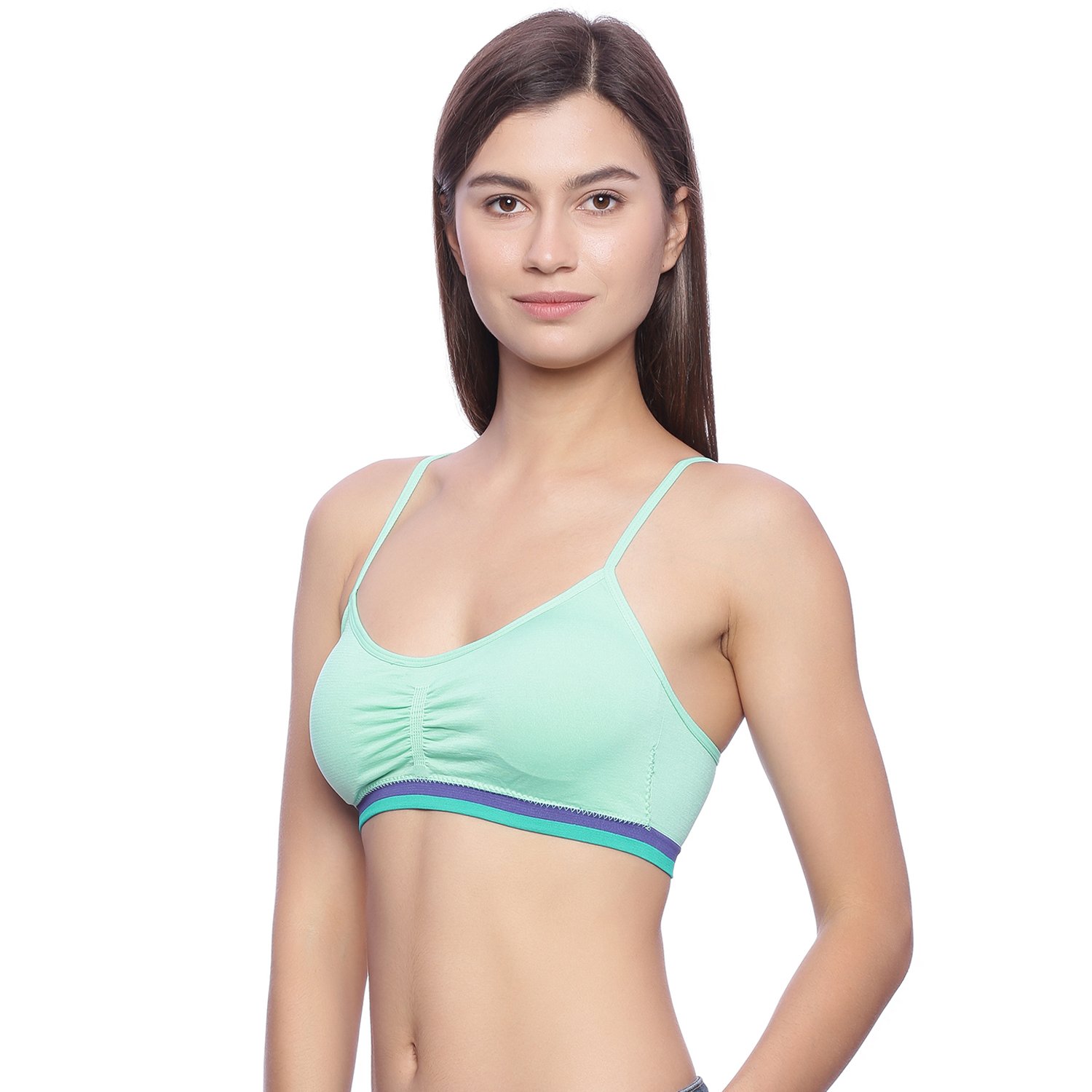 zivame made to layer double layered pretty back bralette- aqua