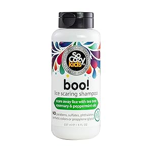 SoCozy Boo! Lice Scaring Shampoo | For Kids Hair | Scare Away Lice with Tea Tree, Rosemary and Peppermint Oils | 8 fl oz | No Parabens, Sulfates, Synthetic Colors or Dyes
