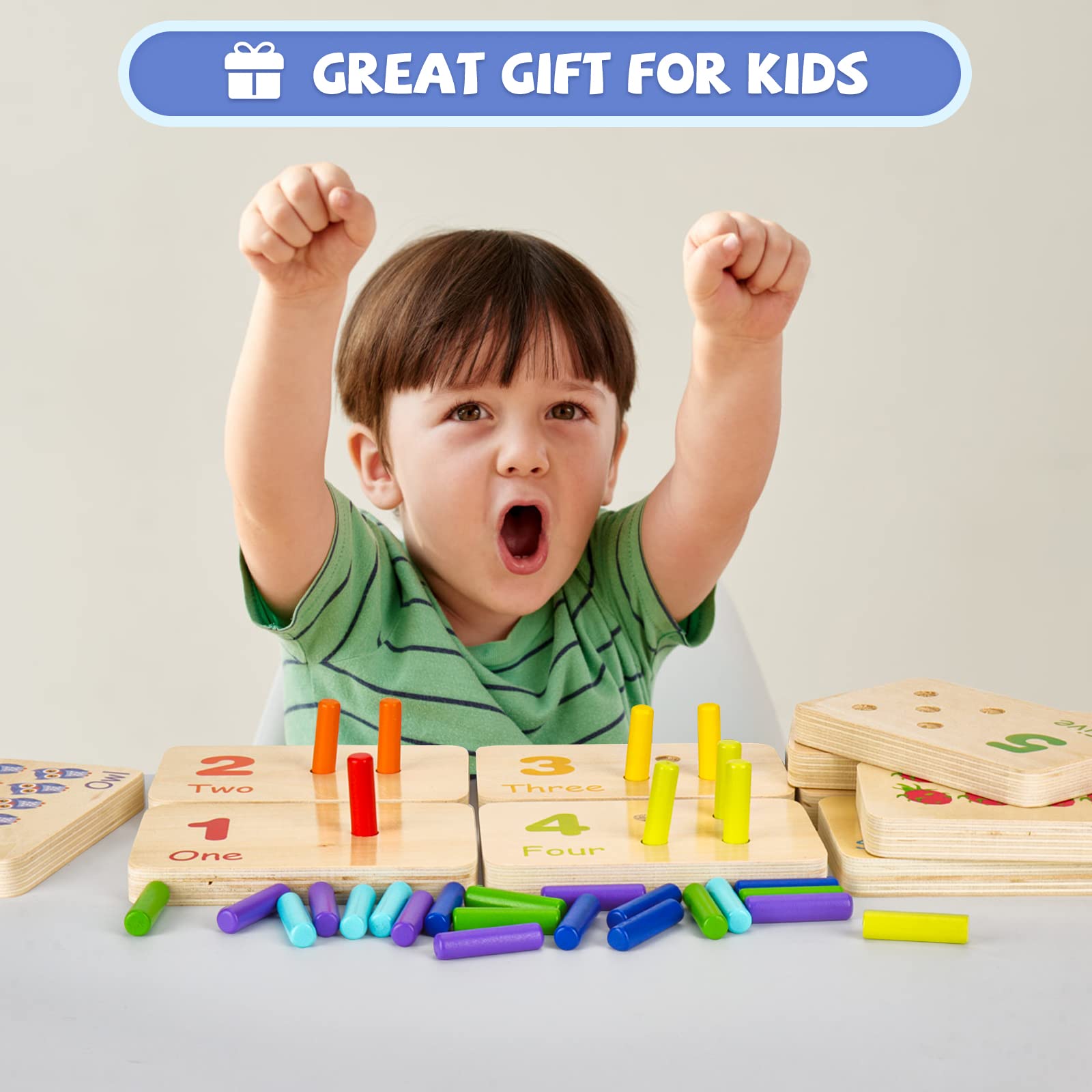 Mua Wooden Montessori Number Blocks for Toddlers, Counting Peg Board ...