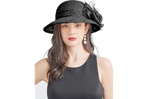 TLMNU Organza Fascinator Hat - Women's Wide Brim Church Bridal Tea Party Wedding Hat