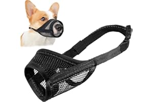 LUCKYPAW Dog Muzzle, Mesh Muzzle for Small Medium Dogs, Soft Mouth Cover to Prevent Biting Chewing, Drinkable Breathable Adjustable Puppy Poodle Dachshund (S, Black)