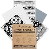SUPERSCANDI 5 Pack Reusable Swedish Dishcloths 100% Biodegradable