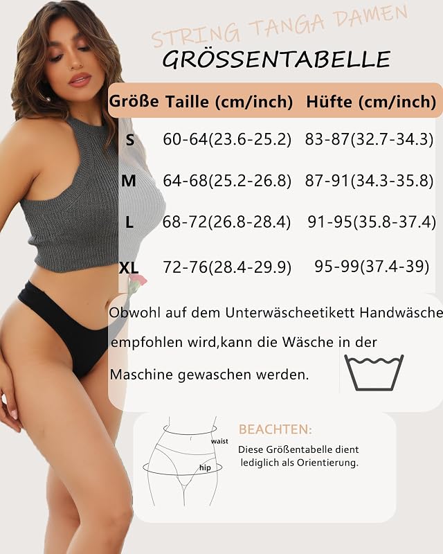 Perizoma Tanga Donna Cotone Mutande Donna Seducente Brasiliana Slip Cotone Traspirante Set Intimo Mutandine a Vita Bassa Thong Multipack da 6 Pezzi — foto 4 di 5