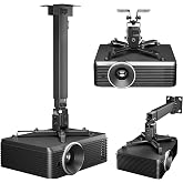 PEGZONE Projector Ceiling Mount 3-in-1 Bracket Extension Pole 44lbs Black | Universal Adjustable, Wall &amp; Ceiling Mount, Fits Epson Optoma, Home Theater Office, Black Finish, 44lbs Capacity