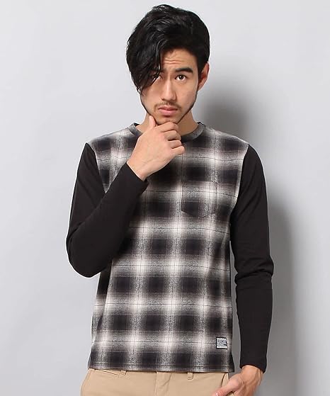Amazon Co Jp Noble Product ノーブルプロダクト フロントチェックカットソー メンズ 服 ファッション小物
