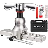 Rogvoc Flaring Tool Kit for 1/4-3/4 inch HVAC Copper Flare Tools | 45 Degree Eccentric Cone with Metric/Imperial Clamps, Pipe Cutter, Deburring Tool Set