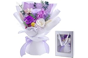 AXQUET Preserved Flower Bouquet Purple Bouquet Flowers with Gift Box Eternal Roses for Women Mom Wife Girlfriend Grandma Gift for Valentine Anniversary Birthday Christmas for Delivery