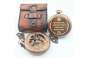 DAYOL'X DAYOLX So You Can Always find Your Way Back to Me - Personalized Sundial Compass - Luxury Gift - Anniversary Sundial Compass - Brass Personalised Gifts for Men with Engraved Message, 3 inch