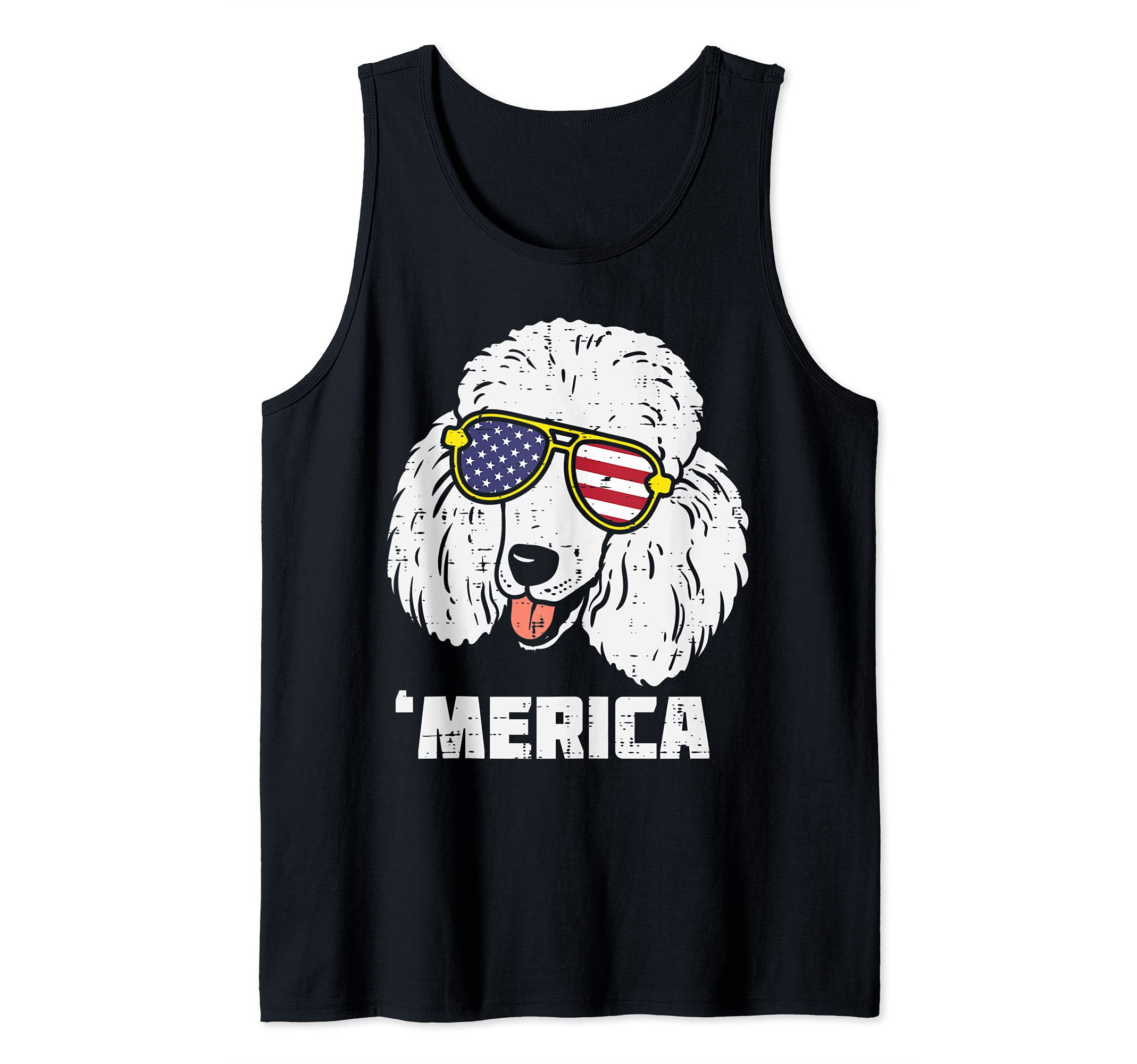 Poodle Merica Sunglasses American USA 4th Of July Fourth Dog Tank Top