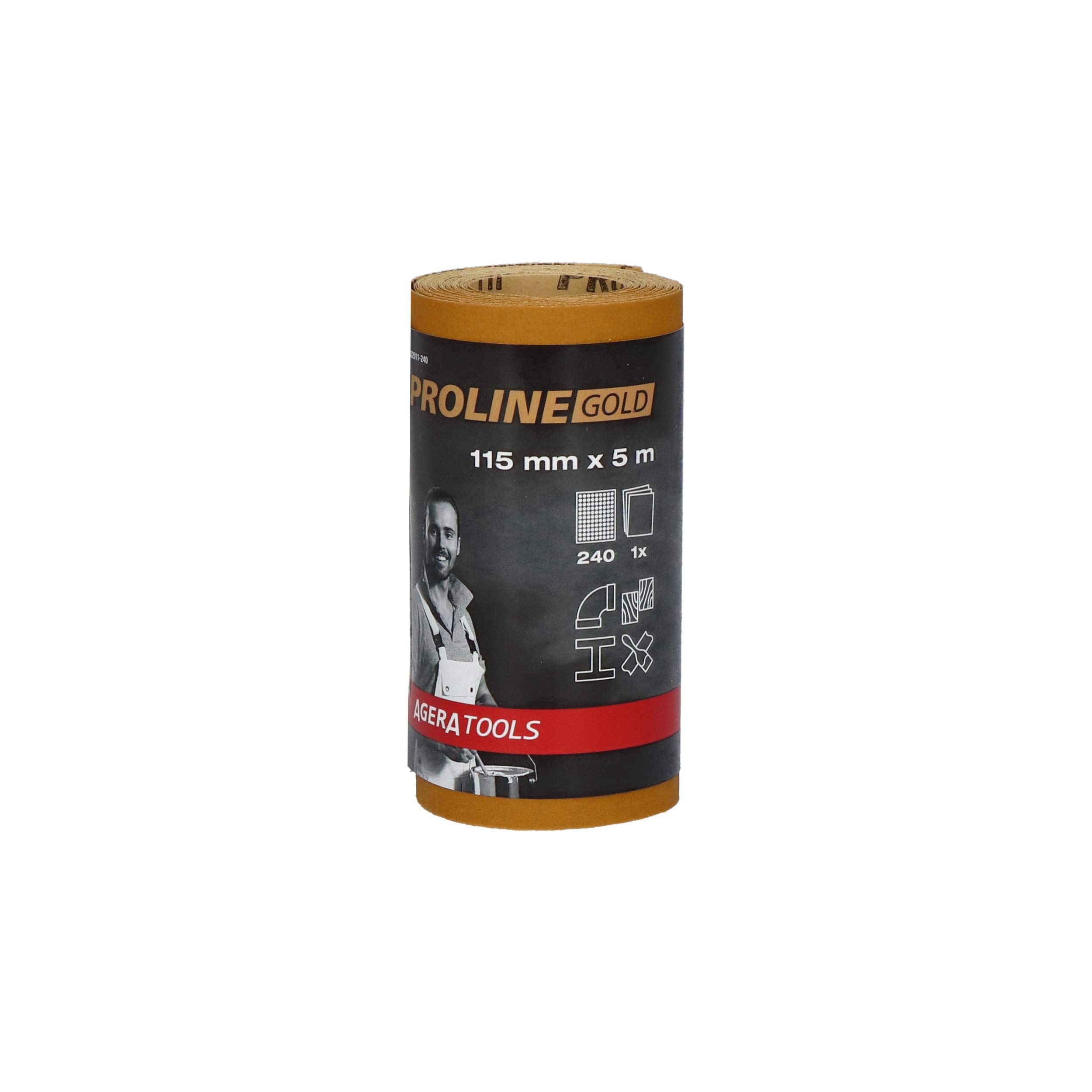 Agera Tools 632011-240 Proline Sanding Roll Mini 115 mm x 5 m P240, Yellow/Gold