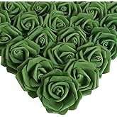 IPOPU 100 Pcs Artificial Foam Roses Heads, 3Inch Stemless Faux Roses Bulk Fake Flowers Heads for Crafts,Wall Decorations, DIY Wedding Baby Shower Centerpieces Party Tables Home Decor(Army Green)