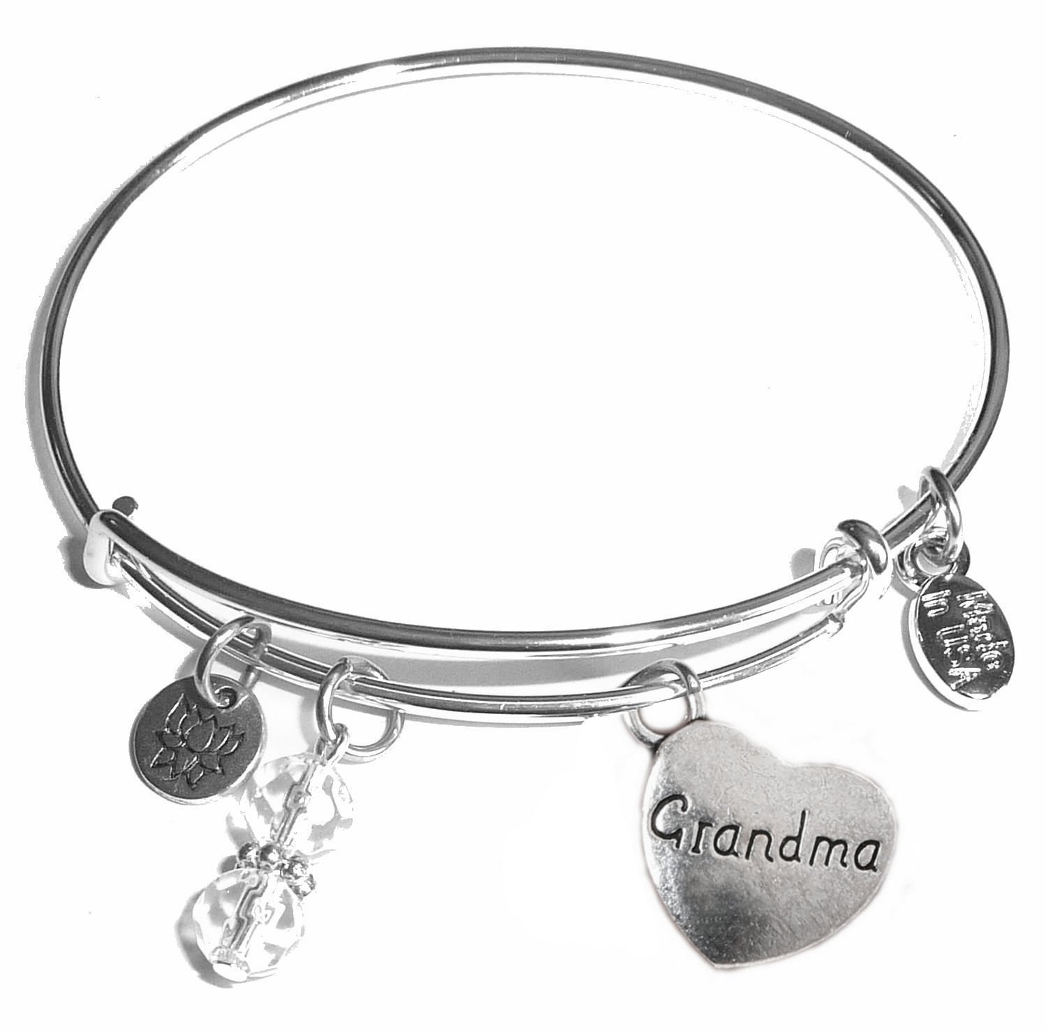 Hidden Hollow Beads Women's Made In USA Stainless Steel Message Charm Expandable Wire Bangle Bracelet, Popular, Stylish and Trendy, Arrives in a Gift Box., Expandable to fit most wrists, Stainless Steel — image 1