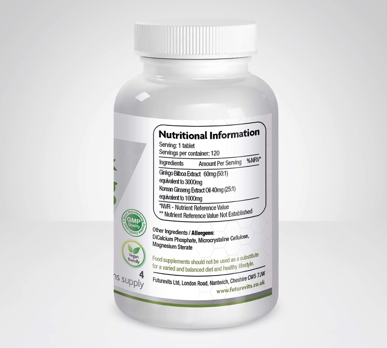 Ginkgo Biloba and Siberian Ginseng, Standardised Ginkgo 6000mg and Ginseng 600mg 120 Vegan Tablets Made in UK Futurevits 4 Month Supply - Image 3