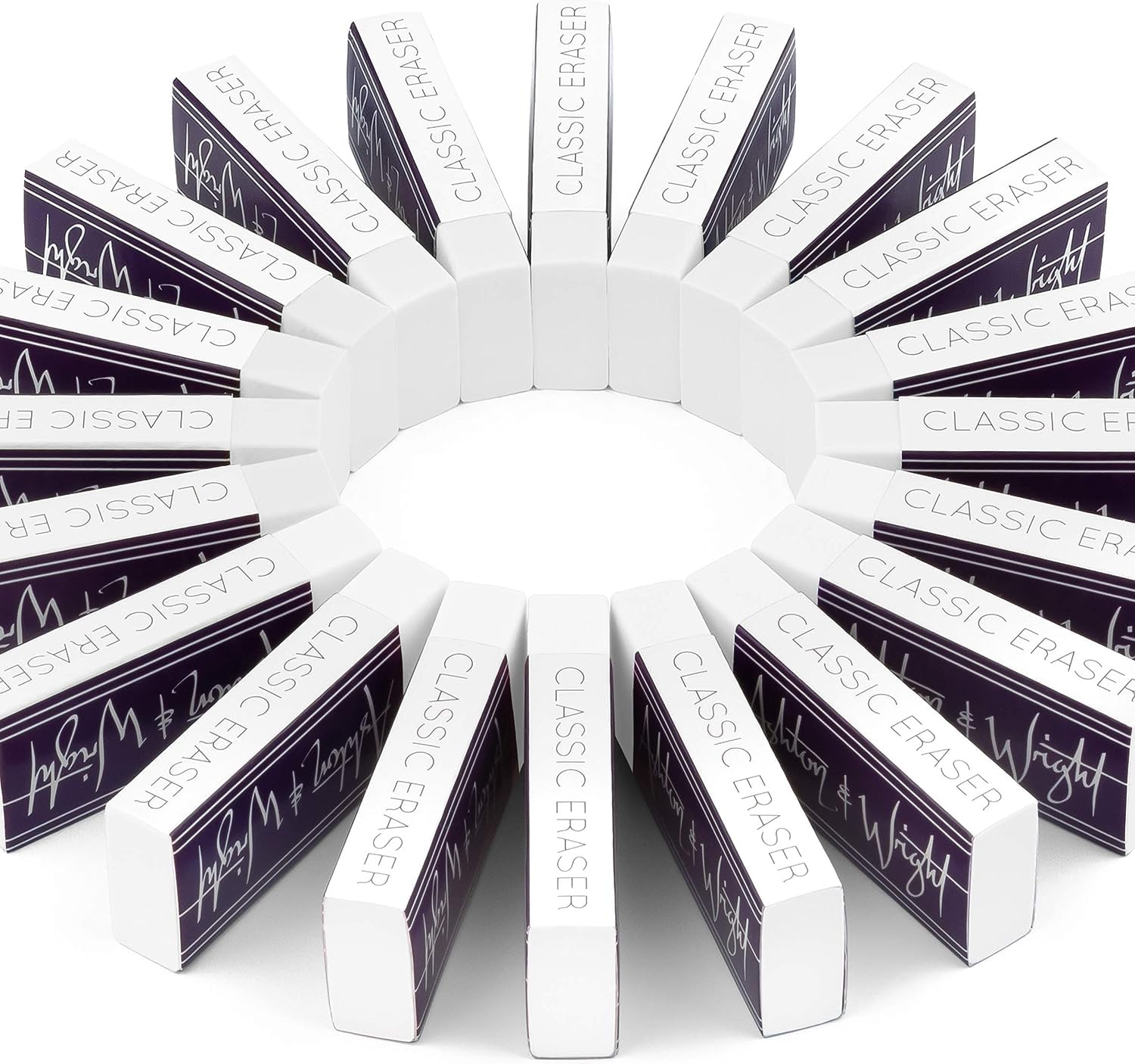 Ashton and Wright - Classic Eraser - Latex Free Plastic Rubber - Pack of 20 White