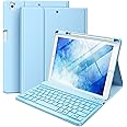 Hamile for iPad 9th/8th/7th Generation Case with Keyboard 10.2 Inch - 7 Colors Backlit Wireless Detachable Folio Keyboard Cover with Pencil Holder for iPad Pro 10.5" / iPad Air 3rd Gen (Sky Blue)