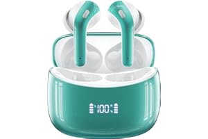 ZINGBIRD Ear Buds Wireless Earbuds 60H Playtime Bluetooth Headphones with LED Power Display Charging Case Earphones Stereo Sound Earbud with Mics for Android Cell Phone Computer Laptop Sport Royal Green