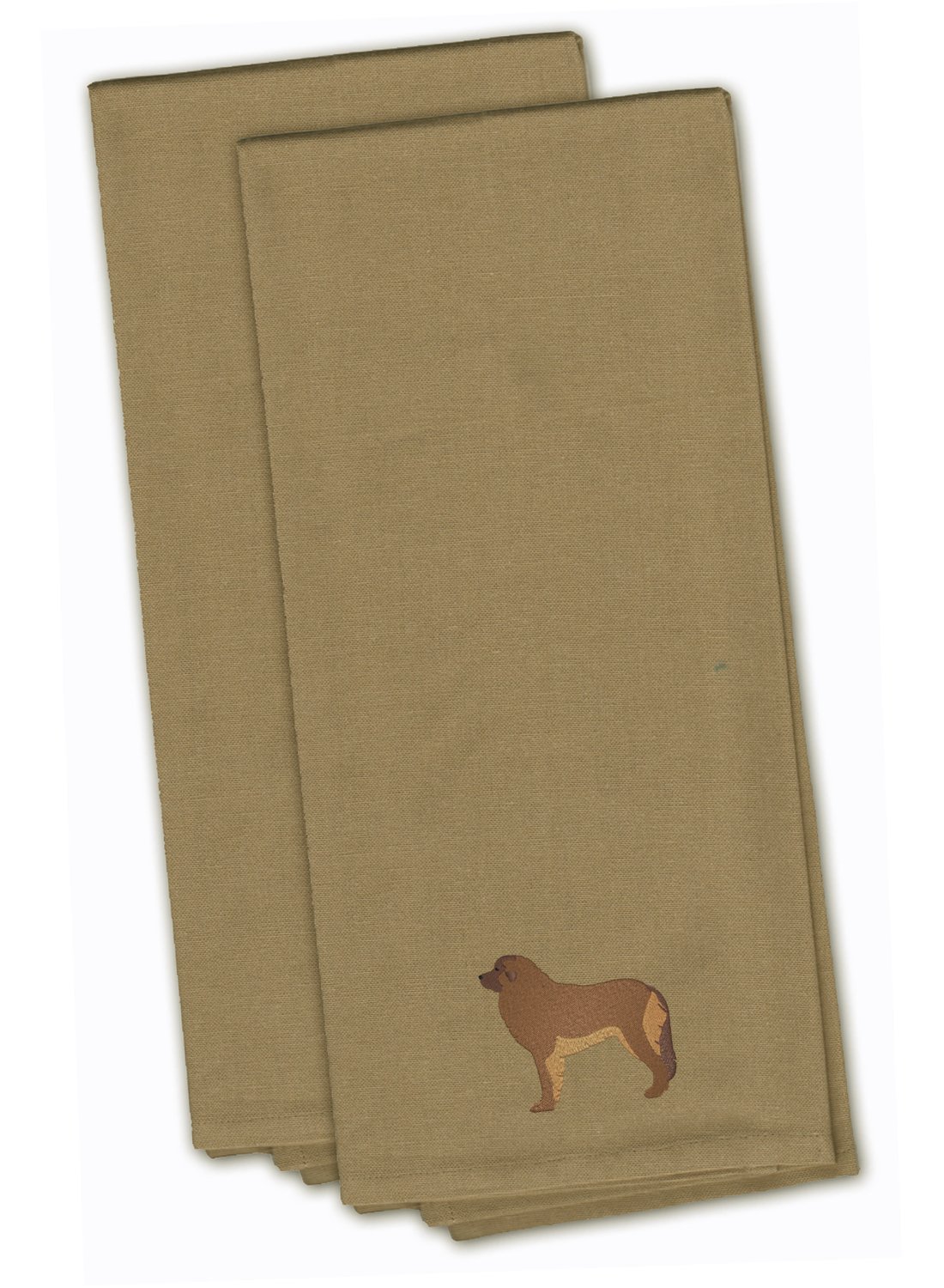 Caroline's Treasures BB3458TNTWE Leonberger Tan Embroidered Kitchen Towel Set of 2, Fabric, Multicolor