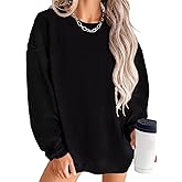 KISSMODA Women's Casual Long Sleeve Sweatshirt Color Block/Solid Crewneck Corduroy Pullover Cute Tops