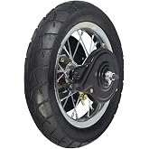 AlveyTech Rear Wheel Assembly with Wire Spoke Rim for Razor Pocket Mod Electric Scooter (Version 13-30, 31+) - Replacement Wheels for Vers. 13+, Includes 12-1/2" x 2-1/4" Tire, Tube, Brake, Freewheel
