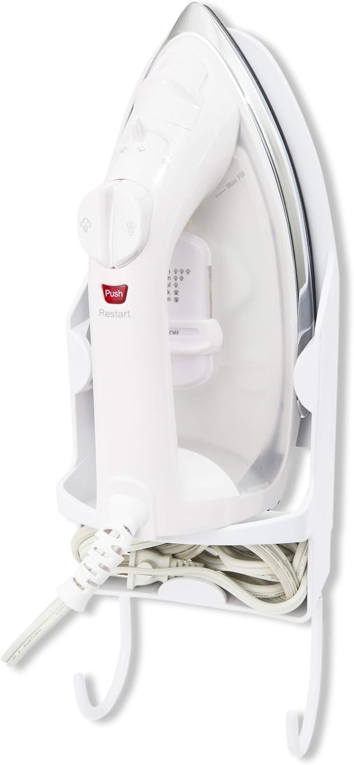 Juvale Wall-Mounted Iron and Ironing Board Holder (White): Home & Kitchen
