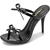 cthseie Women's Platform Heeled Sandals Strappy Stilettos Mules Open Toe Slip On Fashion Sexy Dress Cute Bowknot Backless High Heel Slides Heels Slippers