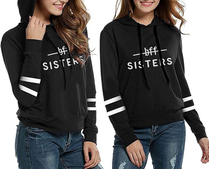 Friends Kapuzenpullis Fur Zwei Madchen Best Friends Pullover Freunde Sweatshirt Partner Look Damen Bff Hoodie Mit Kapuze Warm Geburtstagsgeschenk 2 Stucke Schwarz1 Sisters S M Amazon De Bekleidung