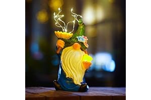 CHUANGFENG Outdoor Garden Gnomes Statue: 9.5‘’ Solar Garden Decor with LED Light Patio Yard Lawn Funny Decoration Housewarming Birthday Gifts for Women