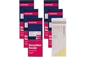 ANABIUP 6 Pack Receipt Book with Carbon Copies, Money and Rent Receipt Book for Small Business, 2-3/4" x 7-3/16", 2-Part Carbonless, 50 Sets per Book