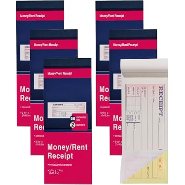 thumbnail image 2 of Lot45 Money / Rent Receipt Book Set - 5 Carbonless 2-Part Books (5x11 Inches) 2 of 2