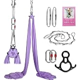 Aerial Silks Kit &amp; Aerial Yoga Hammock - 11Yd Premium Fabric with Hardware | Easy Setup for Flying Yoga, Aerial Swing &amp; Fitness - Supports Up to 14ft Rigging(Navy)