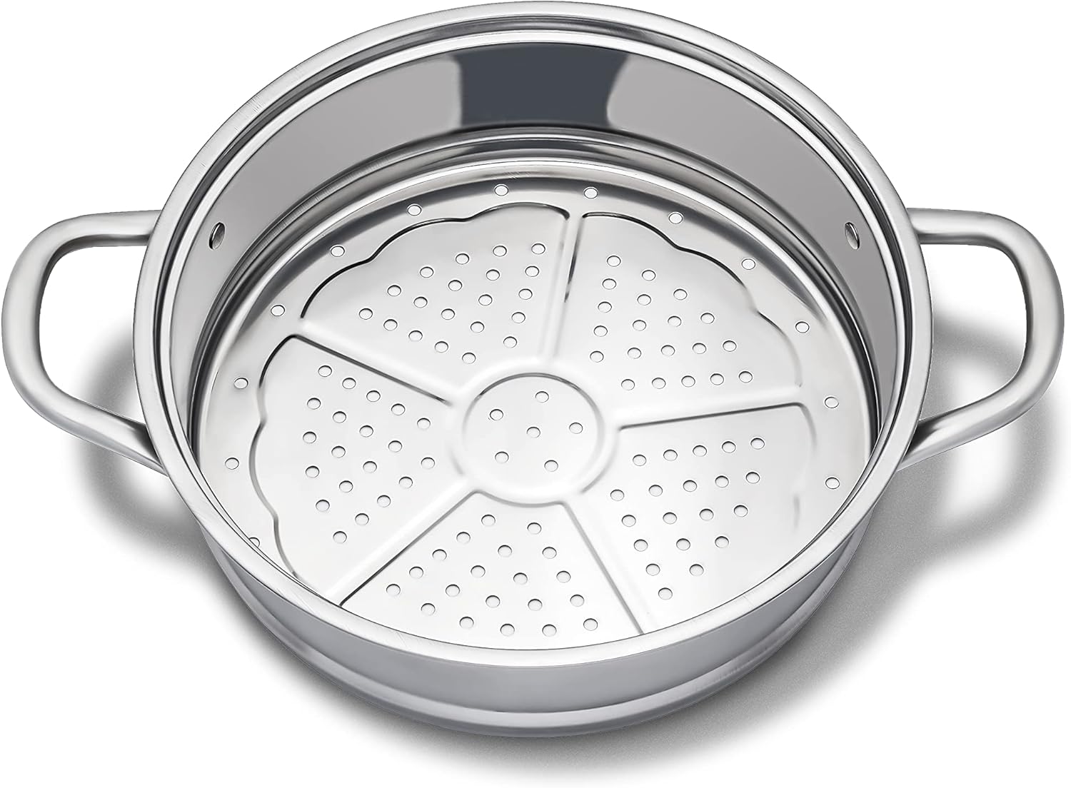 Chefio Stainless Steel 3-Piece 5.8-Quart 2-Tier Pasta/Steamer Set with Tempered Glass Lid and Double Handles - Easy to Clean, Dishwasher Safe (Stainless Steel Color): Kitchen & Dining