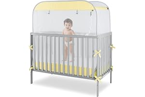 Porayhut Portable Baby Crib Net Safety Mesh Tent,Pop up Infant Mosquito Net, See Through Canopy Netting Cover for Baby&Toddler to Keep Baby from Climbing Out.