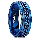 King Will Stainless Steel Men's Ring- 8mm Blue Men