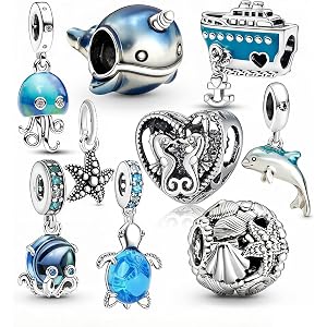 H.ZHENYUE 10 Pack Silver Bead Charms for Bracelets and Necklaces Pendant Dangle Beads Jewelry Gifts for Women Charm Set