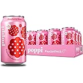 Poppi Sparkling Prebiotic Soda Beverage with Apple Cider Vinegar, Seltzer Water and Fruit Juice, Raspberry Rose Flavor, 12 oz, Pack of 12, Packaging May Vary