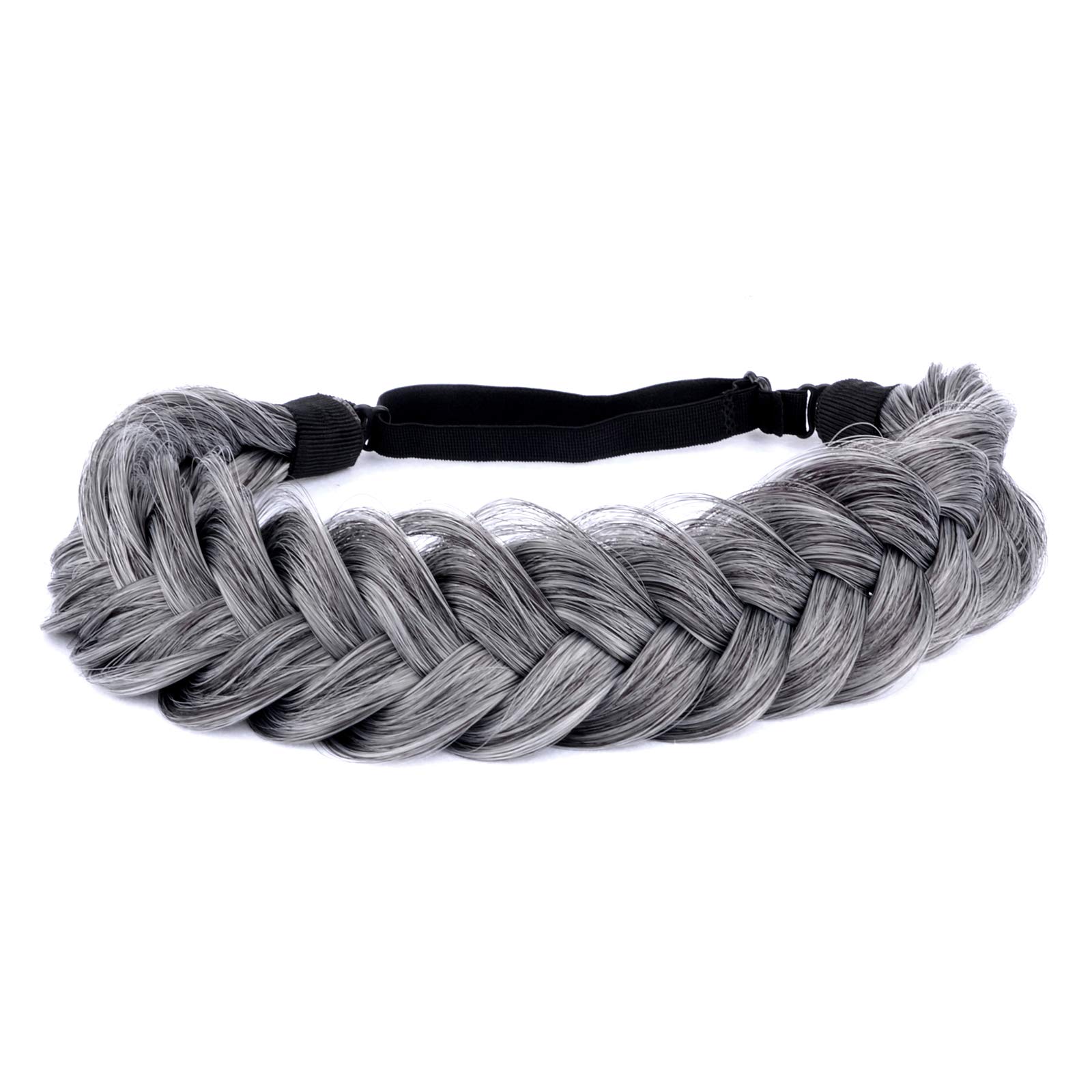 Gledola Messy Synthetic Hair Braided Headband Classic Chunky Wide Plaited Headband for Women Girl Beauty (Dark Gray) — image 1