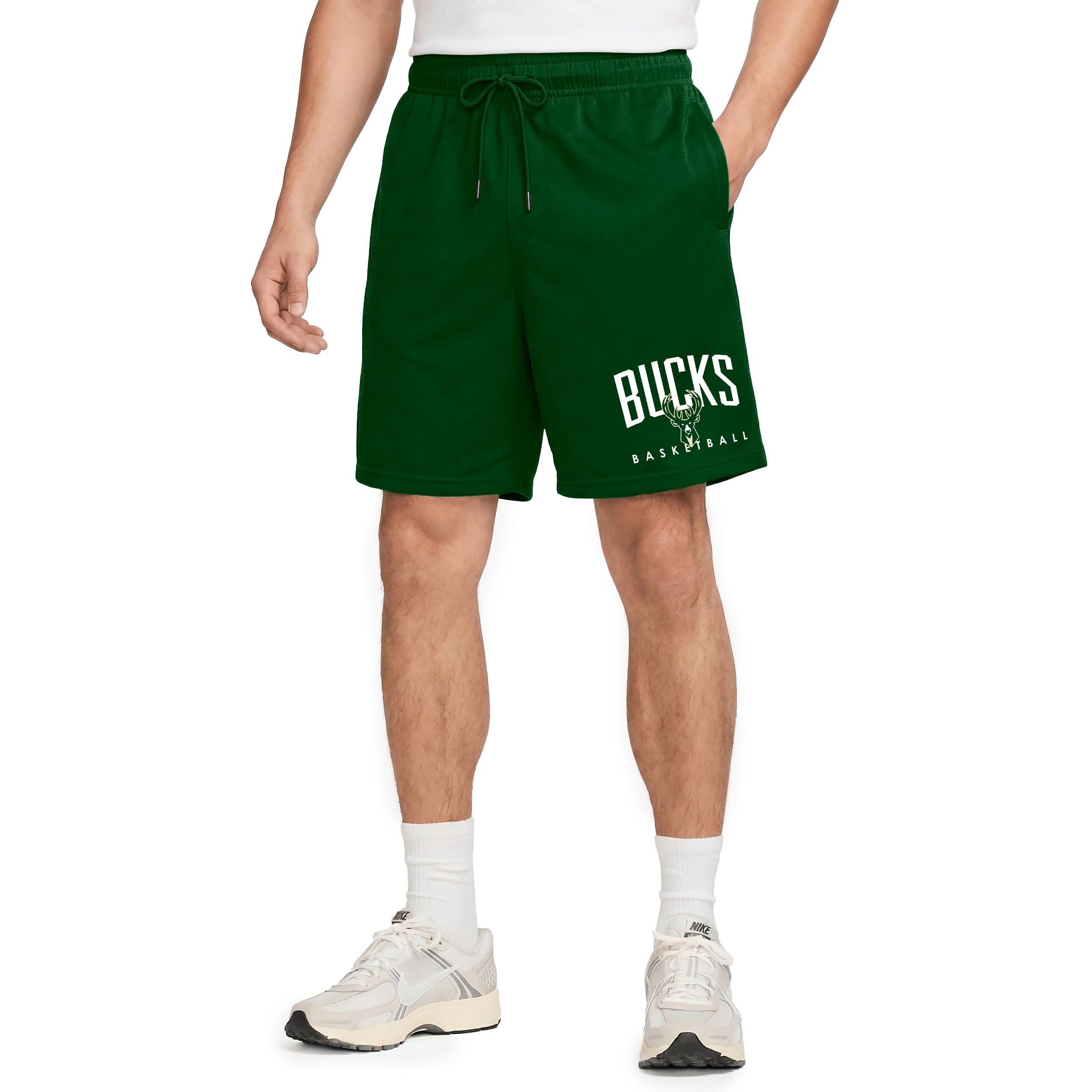 Ultra Game NBA Official Men’s Teamster Basketball Shorts, Milwaukee Bucks, Team Color, Small Image