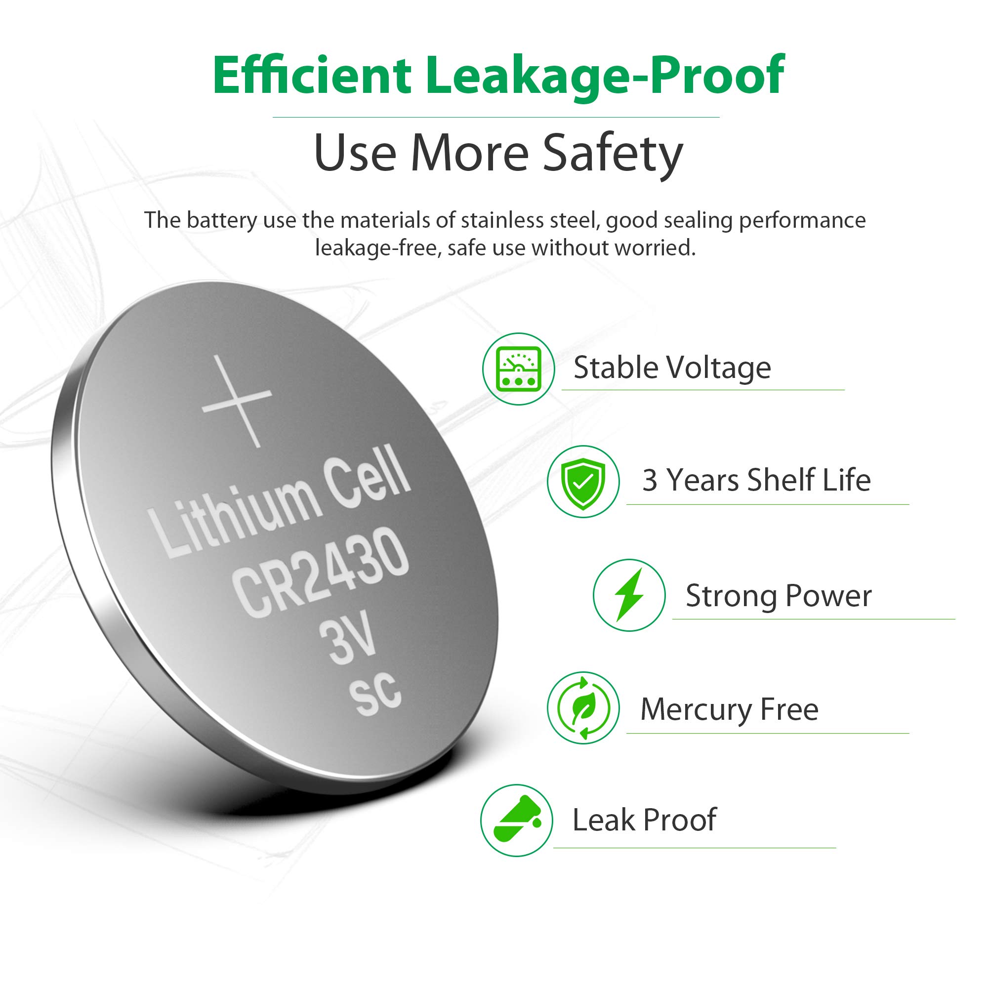 LiCB 10 Pack CR2430 3V Lithium Battery CR 2430