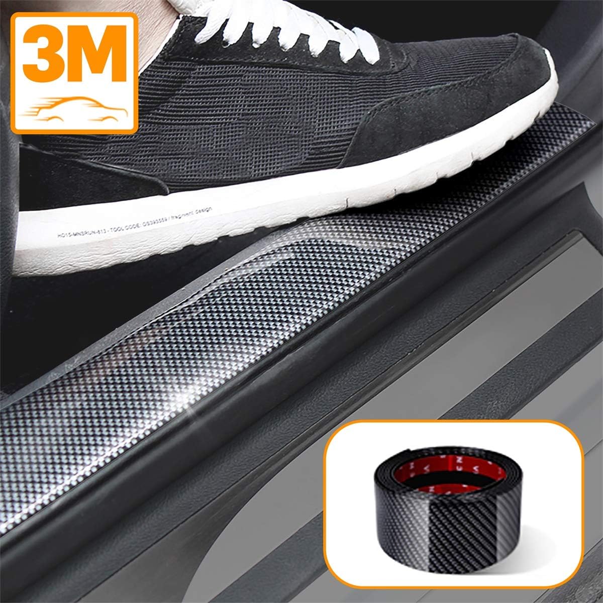 Universal Door Guard Bumper,Rear Bumper Guard Rubber Rear Guard Bumper Protector, Front Rear Door Entry Sill Guard Scuff Plate Protectors Most Cars 100% Waterproof (11/4 Inch Width x 246/25Feet Length