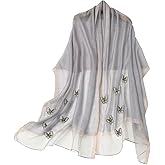 Isurrender Silk Embroidered Long Scarf Lightweight Wrap for Evening Party Fashion Pashmina Shawl Wraps for Women Formal